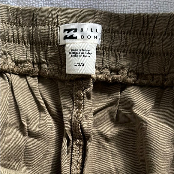 Khaki Athletic Shorts with Elastic Waistband and Drawstring - Picture 2 of 4